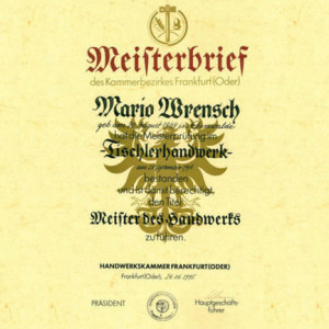 Meisterbrief - Mario Wrensch